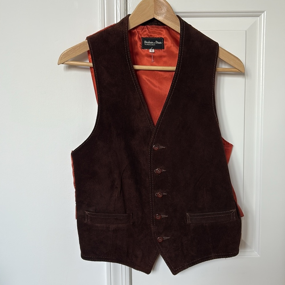 VTG mens suede vest by Abraham & Straus - tagged large maybe medium or small